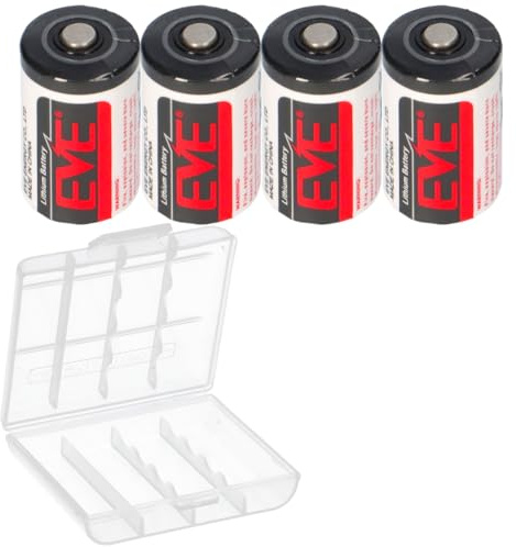 ER14250 - Batteria al litio da 3,6 V, 1/2 AA, 1200 mAh, confezione da 4 pezzi, LiSOCl2, bassa autoscarica, cella primaria non ricaricabile, compatibile con LS14250, per misuratori, contatori, allarmi