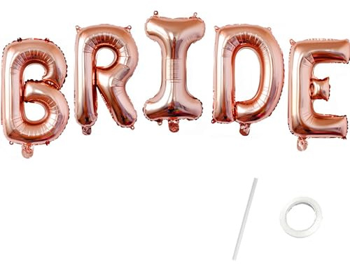 Gleemix Bride to Be Deko Luftballon Roségold, 16 Zoll BRIDE Buchstaben Luftballon Banner, Bride Ballons für JGA Deko Frauen, Bachelorette Party, Brautparty, Hochzeit Deko, Bride Balloons