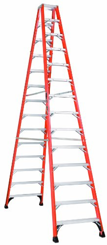 Louisville Ladder 14-Foot Fiberglass Twin Front Step Ladder, 375-Pound Load Capacity, Type IAA, FM1414HD