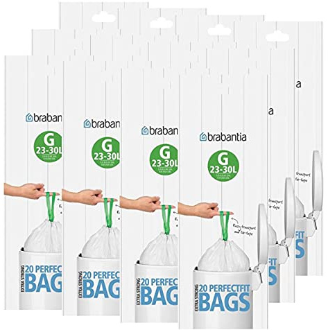 Brabantia 246265 Lot de 12 Rouleaux de Sacs Poubelle G 30 L 20 Sacs par Rouleau