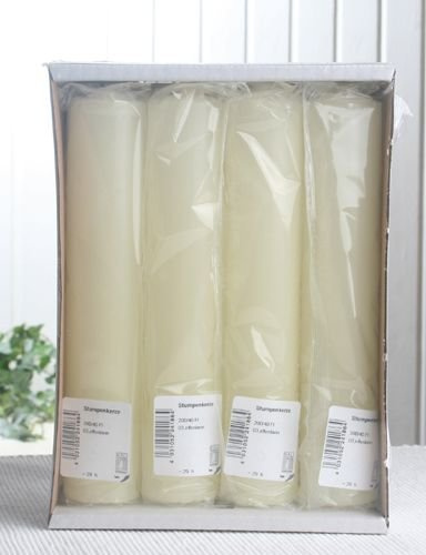CandleCorner Stumpenkerze, ca. 20 x 4 cm Ø, 4er-Pack, Elfenbein