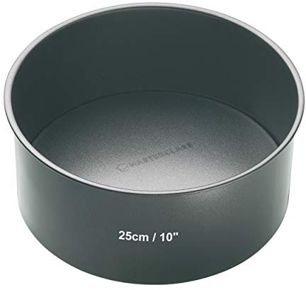 MasterClass Molde para Tartas de Fondo Suelto sin PTFE, PFOA ni BPA, Acero al Carbono de 1 mm, Molde Redondo de 10 Pulgadas, Gris