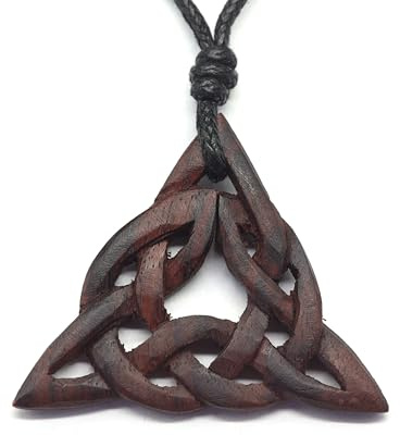 Drachensilber Keltischer Knoten Holz Halskette Kettenanhänger- inkl. Variables Band – 100% Handarbeit Anhänger Kette Holzschmuck – keltischer Schmuck Damen Herren