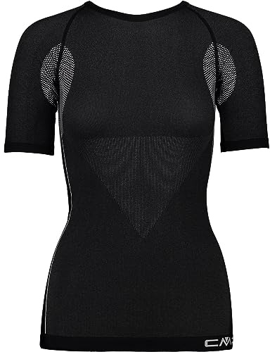 CMP - T-shirt da donna senza cuciture, Nero, 36/38