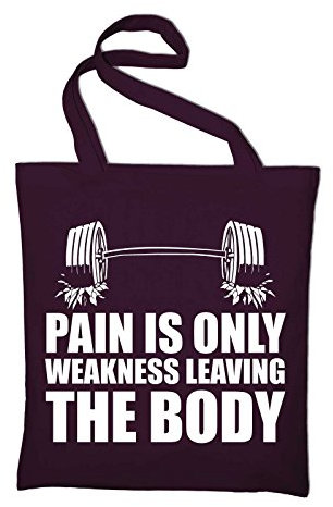 Pain is Only weakness Leaving The Body Sachets, Sac, plastique Sachets en jute, Sac en coton, bordeaux (Rouge) - styletex23bagpainis5