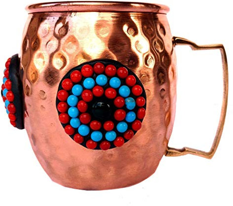 Rastogi Handicrafts Pure Copper Ornate Hammered Wine Mug Coffee Mug Tea Mug Juice Beer Mug 16 OZ
