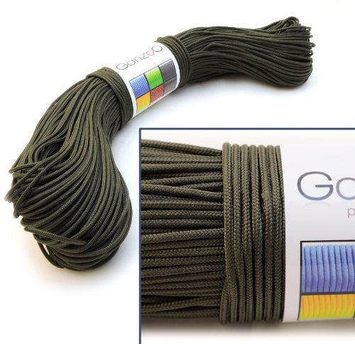 Paracorde 350, Corde de Survie à usages Multiples et Ultra-résistante, Corde de Parachute, Corde gainée en Nylon, Longueur Totale: 100m, Couleur: Vert Olive, de la Marque Ganzoo