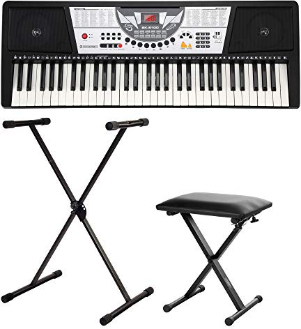 McGrey BK-6100 Keyboard SET inkl. höhenverstellbarem Ständer und Hocker (61 Tasten, 100 Klangfarben, 100 Rhythmen, 12 Demosongs, Lernfunktion, Netzteil, Notenständer, Bank, Stativ)