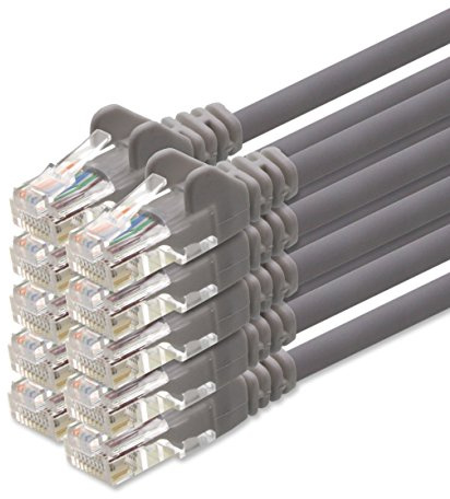 1aTTack - Cable de red UTP con conectores RJ45 (cat. 5, 10 unidades), gris - 7 metros