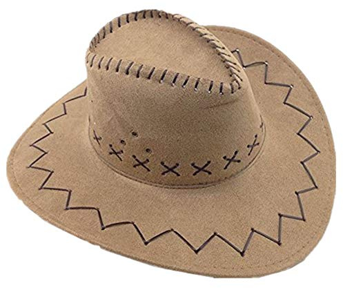 Miobo Cowboy Hut Western Cowgirl Hüte für Damen Herren Kinder (One size, hell braun für Erwachsene)