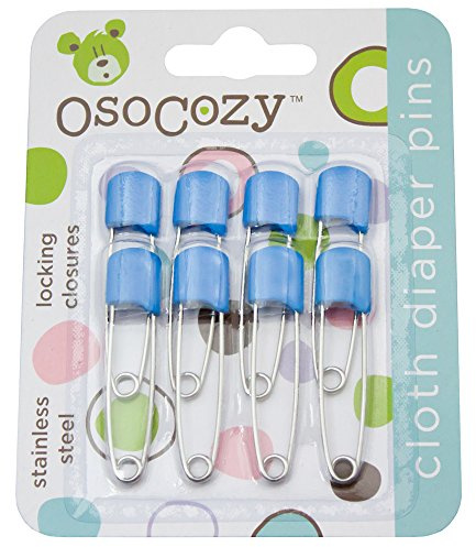 OsoCozy Blöjstift – (blå) – robust, rostfritt stål blöjstift med säkra låsförslutningar – används för speciella evenemang, hantverk eller färgglada tvättstift