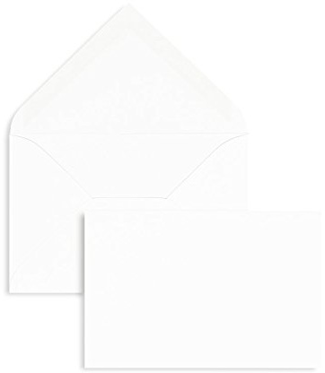 100 Stück, Briefumschläge, 80 x 120 mm, Nassklebung, Spitze Klappe, 120 g/qm Offset, Ohne Fenster, Weiß (Hochweiß), Blanke Briefhüllen