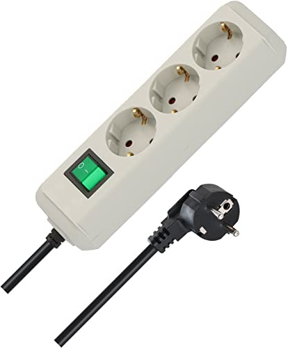 Brennenstuhl Regleta de Enchufes con 3 Tomas de Corriente (Interruptor, Protección Infantil), Gris, Cable de 1.5 m