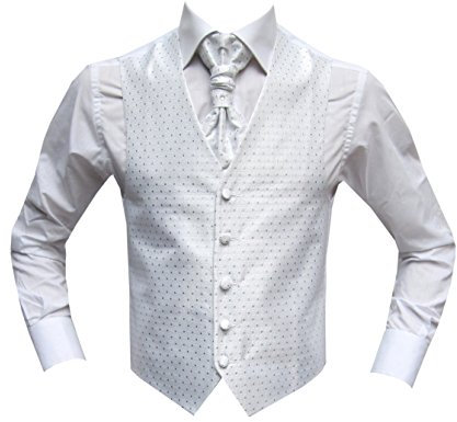 MMUGA Hochzeitwesten Set mit Plastron Rimini Weiß 68