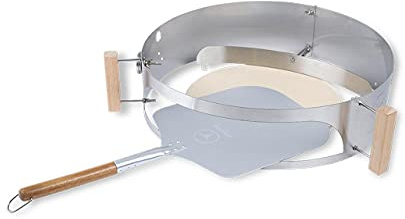 MOESTA-BBQ Smokin' PizzaRing – Kit Pizza pour Barbecue à Boule – avec Pelle à Pizza, Pierre à Pizza, Plaque à Pizza et thermomètre – pour barbecues de 47 à 67 cm de diamètre für 47cm Kugelgrills