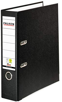 Original Falken PP-Color Kunststoff-Ordner. Made in Germany. 8 cm breit DIN A4 schwarz Ringordner Vegan Aktenordner Briefordner Büroordner Plastikordner Schlitzordner