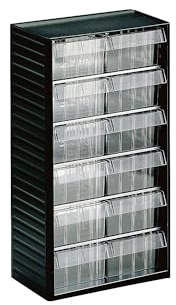 Treston Kleinteilemagazin 557-3, BxTxH 310x180x550 mm, 12 Schubladen, Grau | HxBxT 550 x 310 x 180 mm, 12 Schubladen