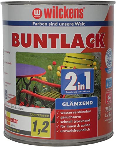 Wilckens 2in1 Acryl Buntlack für Innen und Außen, glänzend, 750 ml, RAL 9001 Cremeweiß