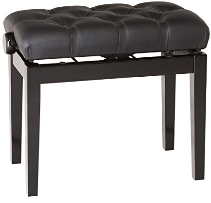 K&M 13981 Klavierbank mit genoppter Sitzfläche Schwarz - Buchenholz, Leder - Polstersitz mit präziser Verstellung
