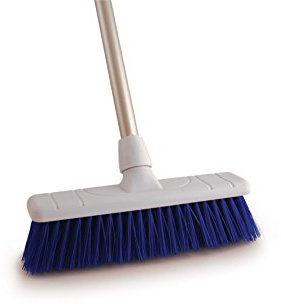 Simple DIY 12 Soft Colour Coded Food Hygiene Brush Sweeping Broom and Aluminium Handle BLUE