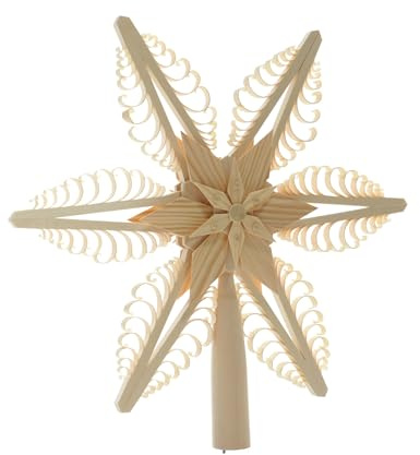Rudolphs Schatzkiste Baumschmuck Christbaumspitze EL. Beleuchtet Mittig mit Holzstern(Beidseitig) BxHxT=31x27x4cm NEU Weihnachten Christbaum Baum Spitze Holzschmuck Holz Seiffen Erzgebirge D