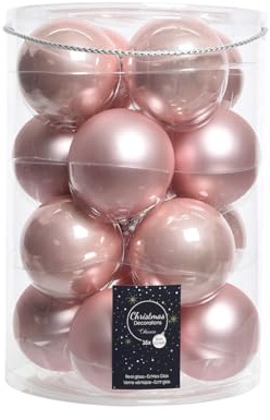 Weihnachtskugeln Glas 8cm x 16 Stück Christbaumkugeln rosa
