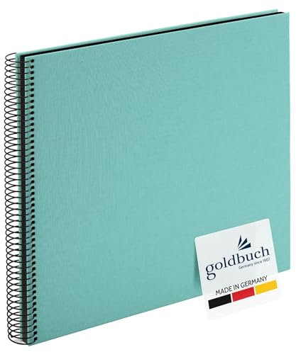 goldbuch spiralato Bella Vista ricordi in Lino con Rilegatura a Spirale, 40 Pagine Nere, incollare, Album Fotografico, Carta, Aqua (Lati Neri), ca. 35 x 30 x 2,8 cm