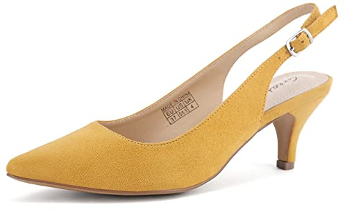 Greatonu Slingback Donna Scarpe Eleganti Decollete con Tacco Medio a Gattino e Punta