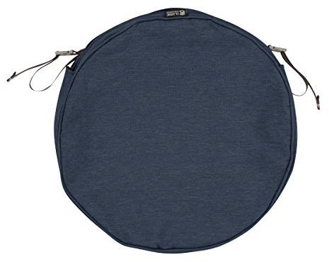 Classic Accessories Montlake Wasserabweisender Outdoor-Stuhl-Sitzkissenbezug, 38,1 x 5,1 cm, rund, Terrassenmöbel-Kissenbezug, Indigoblau, Terrassenmöbel-Kissenbezüge