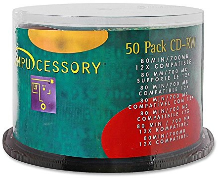 Compucessory CCS72102 CD Rewritable Media - CD-RW - 12x - 700 MB - 50 Pack, Silver