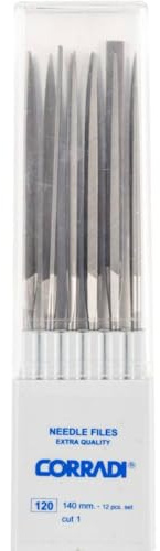 CORRADI-Nadelfeilen-Set, 12-teilig, Schweizer Hieb 1, 140mm, 12320143 – Für die mittlere Präzisionsbearbeitung kleinster Flächen, Durchbrüche, Geometrien, Profile und Radien