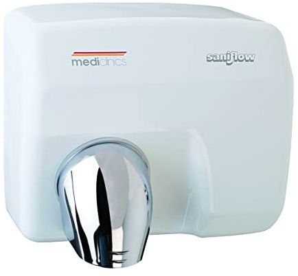 ALL CARE 12190 Mediclinics SANIFLOW E88A Asciugamani ad Aria Calda Automatico - Montaggio a Parete - Acciaio - Bianco
