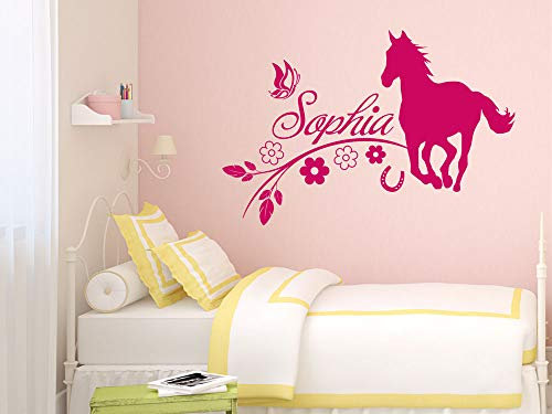 GRAZDesign Pferde Wandtattoo Kinderzimmer Mädchen Pferd mit Namen personalisiert, Mädchenzimmer Deko