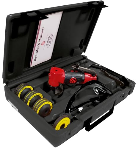 Chicago Pneumatic CP7500D - Air Grinder Tool, Welder, Woodworking, Automotive Car Detailing, Stainless Steel Polisher, Heavy Duty, Right Angle Grinder, 2 Inch (50 mm), 0.2 HP / 150 W - 22000 RPM , Red