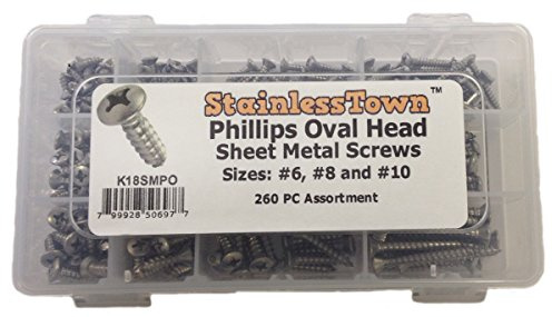 Stainless Steel Phillips Oval Sheet Metal Screw Assortment Kit