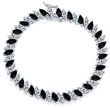 Bling Jewelry Traditionelle Braut Vintage-Stil Cubic Zirconia Marquise Form Aaa Cz 25 Ctw Abwechselnd Simuliert Schwarz Weiß Klar Tennis-Armband Für Frauen Hochzeit Versilbert 7