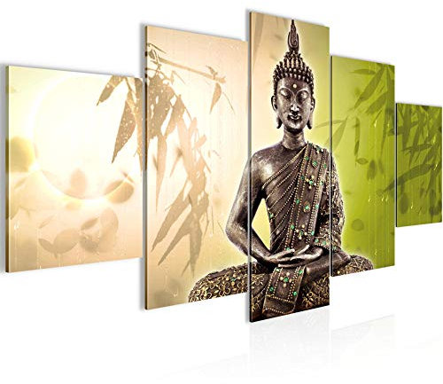 Runa Art - Bilder Buddha 200 x 100 cm 5 Teilig XXL Wanddekoration Design Beige 500351c