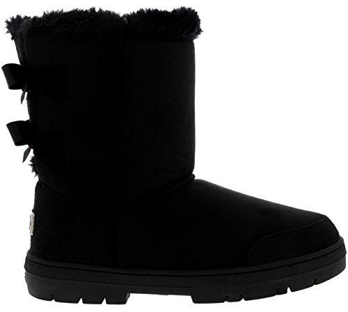 Femmes Double Arc De Haut Fourrure Étanche Hiver Pluie Neige Bottes - Noir - 37