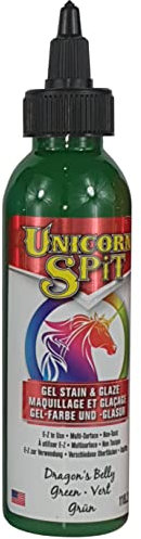 Unicorn SPiT Gel Stain, Dragon's Belly Green Waterbased Paint for Wood Finishing, DIY Craft Glaze Used with Furniture Upcycling Projects, 118ml