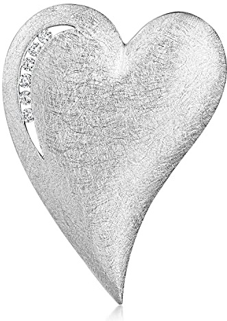 Materia Großer Herz Anhänger Silber 925 Zirkonia Damen matt KA-254-Ohne Kette