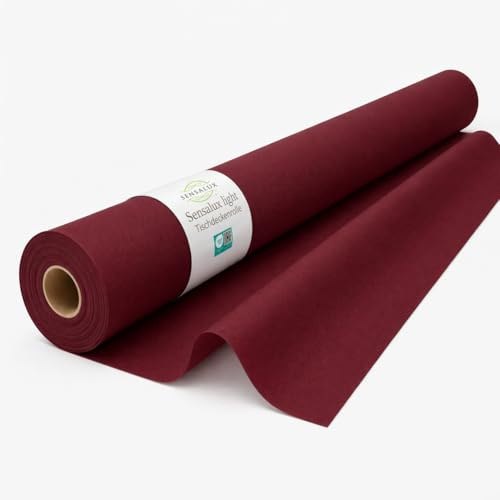 Sensalux Light Tischdecke Rolle - 1,10 x 25 m, Bordeaux | abwaschbar, wasserabweisend, stoffähnliche Tischdecke Rolle, OEKO-TEX, Party Hochzeit Catering Event