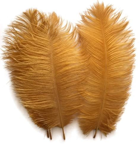 Shekyeon 25-30 cm Plumes d'autruche Décoration DIY Craft Lot de 10 - doré