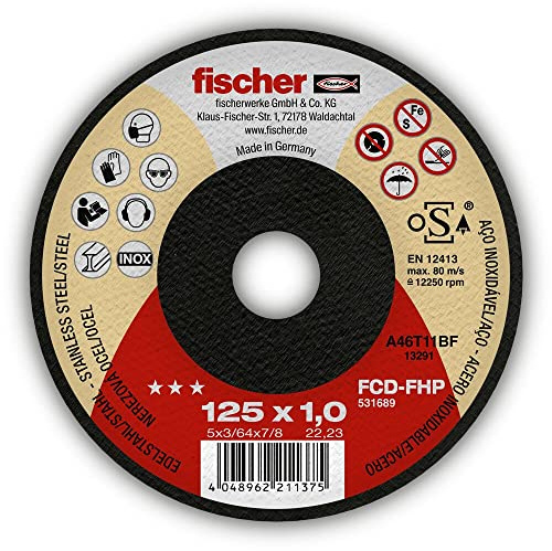 fischer Trennscheibe FHP flach, für die Anwendung in Stahl und Edelstahl, 1,9/230 mm, Bohrungsdurchmesser 22,23 mm, Set mit 25 Stück