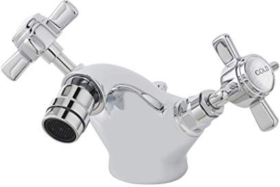 nuie I306X Beaumont Traditional Bathroom Luxury Crosshead Handle Mono Bidet Mixer Tap, 95 x 50 x 135mm , Chrome