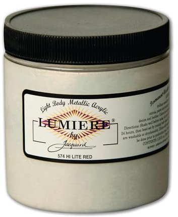 Jacquard Lumiere Metallic Acrylic Paint 8oz-Hi Lite Red