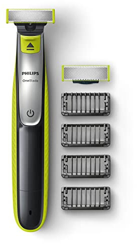 Philips OneBlade mit einzigartiger OneBlade-Technologie inkl. 2 Klingen und 4 Trimm-Aufsätzen (Modell QP2530/30)