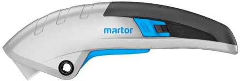 MARTOR Sicherheitsmesser Mit Klingeneinzug, SECUPRO MARTEGO, Profi Cuttermesser, Aluminium, Rechts- & Linkshänder, Logistik, GS Geprüft