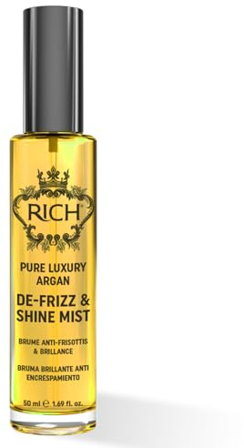RICH De-Frizz & Shine Mist, Haaröl mit Olivenöl, Leinsamenöl und Mandelöl für trockenes und strapaziertes Haar (50ml)