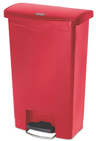 Rubbermaid Commercial Products Streamline Slim Step-On Plastic Trash Can, 13 Gallon, Red, Hands-Free Garbage Can for Medical Waste in Hospitals/Lab/Emergency/Patient Rooms