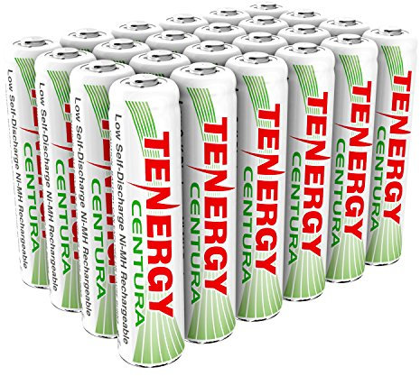 Tenergy Centura AAA NIMH Rechargeable Battery, 800mAh Low Self-Discharge Triple A Battery, 24 Pack